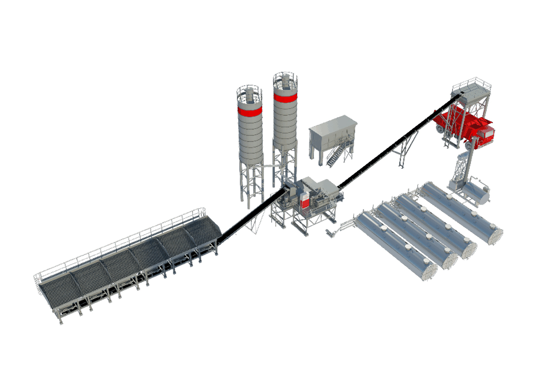 Équipement de malaxage pour centrale de recyclage à froid